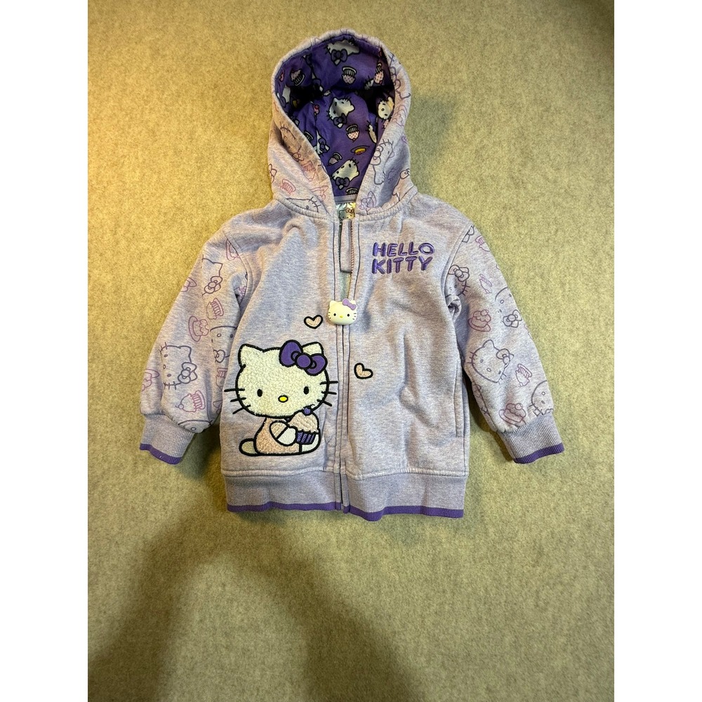 Hello Kitty Girls Lavender Zip Up Hoodie Sweatshirt Size 4 Cupcake KY0001A